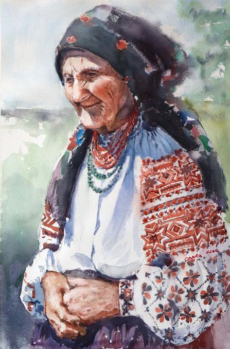 Romanian Women, World Watercolor, Ethnic Diversity, Folk Costume, Eastern Europe, Beautiful Paintings, Culture Art, Romania, Folk Art