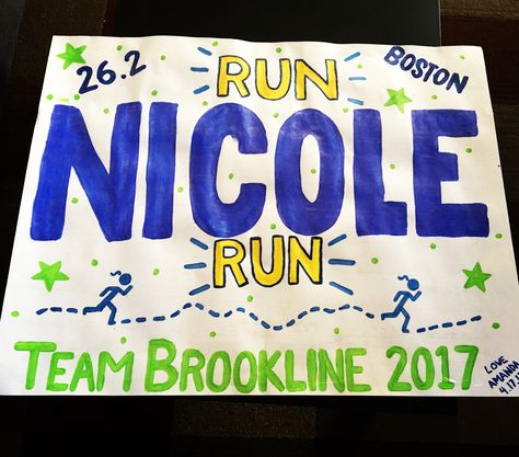 Boston Marathon 2017 homemade sign Boston Marathon Signs, Track Meet Poster Ideas, 5k Race Signs, Support Signs For Sports, Runner Poster Motivation Marathon Signs, Marathon Encouragement Signs, Marathon Signs For Dad, Track Posters High School, Running Posters Funny Marathon Signs