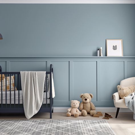 Best Nursery Blue Paint, Yarmouth Blue Benjamin Moore Bedroom, Benjamin Moore Blue Bedroom Colors, Benjamin Moore Blue Echo, Best Blue Nursery Paint Colors, Blue Ice Benjamin Moore, Best Blue Paint For Nursery, Soft Blue Wall Paint, Bm Kensington Blue