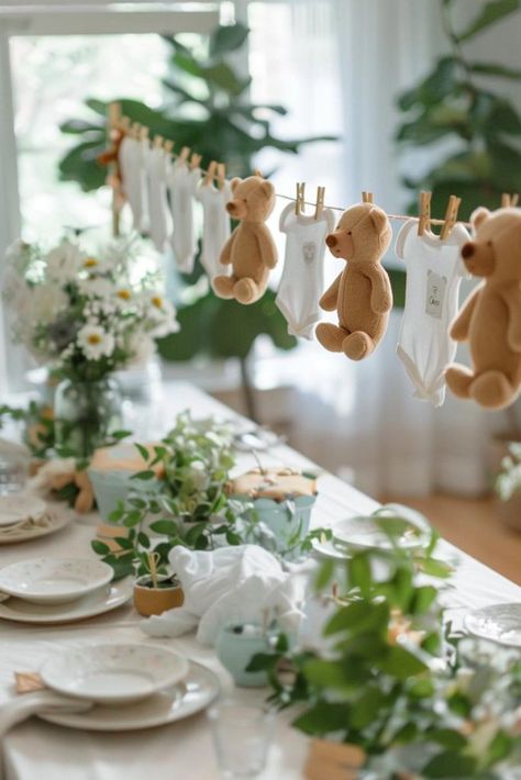 30 Teddy Bear Baby Shower Centerpieces for Your Celebration Kids Table Baby Shower, Teddy Bear Party Centerpieces, Teddy Bear And Clouds Baby Shower Theme, Little Bear Baby Shower Ideas, Baby Shower For Baby Boy, Baby Shower Bear Ideas, We Can Bearly Wait Baby Shower Centerpieces, Teddy Bear Picnic Baby Shower Theme, Baby Shower Boy Centerpiece Ideas