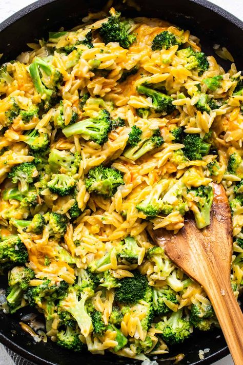 Broccoli Orzo Casserole, Orzo And Broccoli Recipe, Toasted Orzo, Broccoli And Cheese Casserole, Simple Cheese Sauce, Broccoli Cheese Casserole Recipe, Broccoli Cheese Rice, Crockpot Mashed Potatoes, Broccoli Recipes Casserole