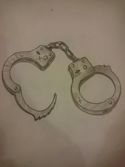 How To Draw Handcuffs, Handcuff Drawing Reference, Locked Up Tattoo, Locked Up Drawing, Prison Drawings Sketches, Handcuffs Drawing Reference, Diy Handcuffs, Hand Cuffs Drawing, Padlock Drawing