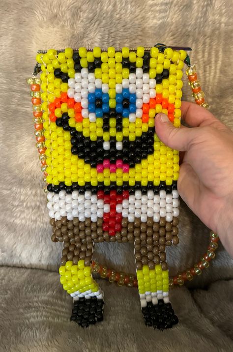 Spongebob Gift Ideas, Spongebob Kandi, Kandi Purse, Rave Kandi, 20 Year Old, Gift Bouquet, Sponge Bob, Bead Necklaces, Beautiful Items