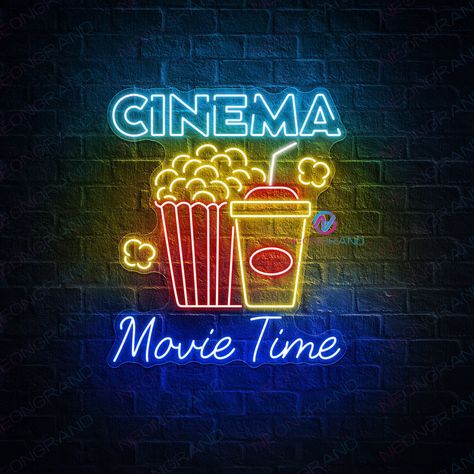 Cinema Neon Sign Movie Time Neon Light Movie Theater Led Light Cinema Theater Room Wall Decor Movie Home Theater Movie And Popcorn Led Sign ❤️If you want to custom your sign, please feel free to send us your text, font and color or your pictures via Etsy message so we will send a visual of your neon sign for you to check and give you delivery details for approval before you place your order. ❤️Super fast production and shipping - 12 Months warranty - Ready to ship in 1-3 business days - Shipping