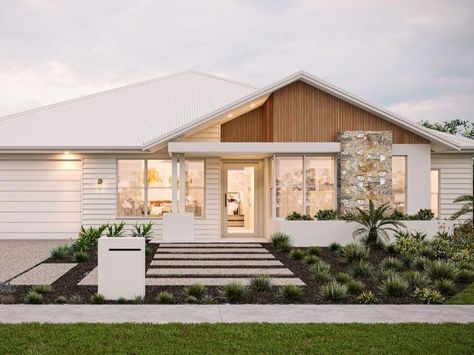 Beach Modern House Exterior, House Facades Australia Double Storey, Beachy Exterior House, Beach House Exterior Australian, Australian Homes Exterior, House Exterior Australian, Australian House Design, Hampton House Exterior, Weatherboard Facade