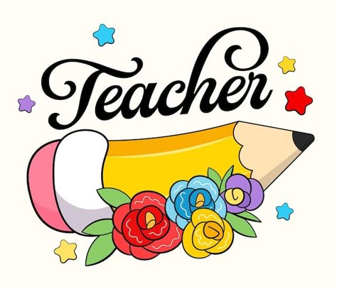 Tinkerbell Invitations, Teachers Day Drawing, Happy Teacher Day, Teacher Logo, Happy Teacher, Preschool Classroom Decor, Teacher Day, Teacher Badge, Teacher Cards