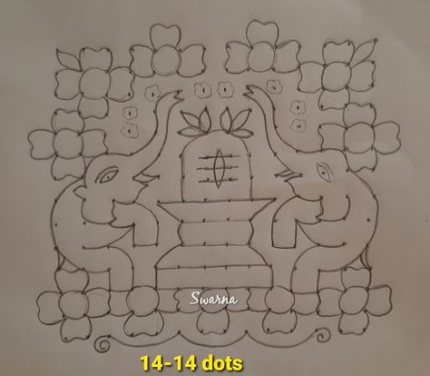 Elephant Rangoli, Iyyapan Images Hd Wallpaper, Ganesh Rangoli, Pattern Design Drawing, Very Easy Rangoli Designs, Easy Mandala, Kolam Design, Rangoli Side Designs, Big Rangoli