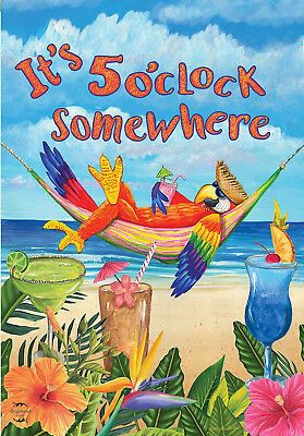 IT'S 5 O'CLOCK Somewhere Flag 3X5 Feet Cocktail Hour Bar Restaurant New F366 - $6.99 | PicClick 5 Oclock, Summer Garden Flags, 5 O Clock Somewhere, Beach Humor, Funny Parrots, Outside Decorations, 5 O Clock, Parrot Bird, Flag Decor