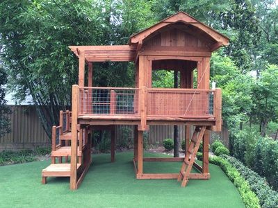 Backyard Fort, Backyard Playset, Kids Backyard, Tree House Plans, Tree House Diy, Backyard Playhouse, Backyard Swings, Build A Playhouse, Tree House Kids