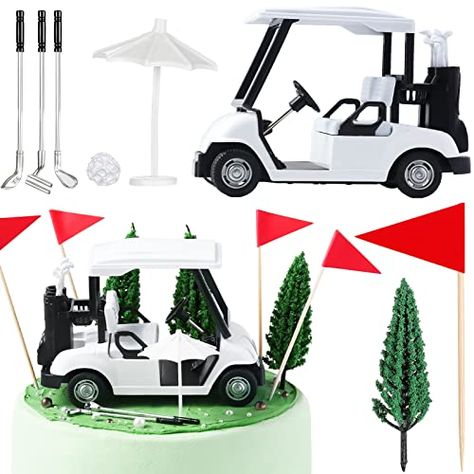 Leitee 21 Pcs Golf Cake Topper Golf Cake Decorations Golf Cupcake Toppers Include Mini Golf Cart Toy, Red Flag, Golf Ball, Green Tree, Golf Clubs, Sun Umbrella for Golf Sport Themed Birthday Party Golf Cake Toppers, Golf Cupcakes, Golf Cake, Sports Theme Birthday, Creative Party Ideas, Sports Party, Kids Gift Guide, Sun Umbrella, Mini Golf