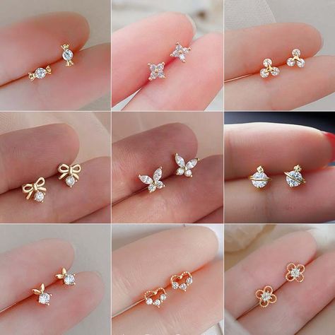 Smarter Shopping, Better Living! Aliexpress.com Gold Earrings Studs Simple, Gold Earrings For Kids, Small Earrings Gold, Earrings For Kids, Ear Piercings Tragus, Simple Gold Earrings, Ear Piercing Jewelry, Cute Stud Earrings, Gold Earrings Models