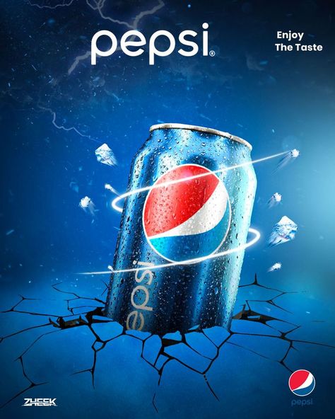 Pepsi Poster, Pepsi Advertisement, Poster In Photoshop, Pet Advertising, Pepsi Ad, Pepsi Logo, Candle Labels Design, Beverage Poster, Ad Poster