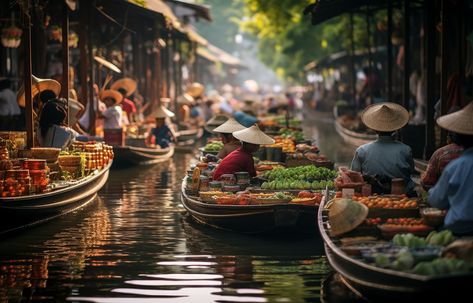 The Floating Markets of Thailand on the Canals of Bangkok - Malorie's Adventures Bangkok Aesthetic, Floating Market Thailand, Thailand Floating Market, Floating Market Bangkok, Thailand Aesthetic, Floating Market, Solar Eclipses, Mystery Of History, Ends Of The Earth