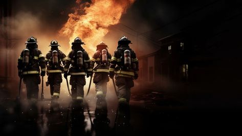 Five Fire Fighters helmet adult fire. AI generated Image by rawpixel. | premium image by rawpixel.com / Techi Firefighter Wallpaper Backgrounds, Fire Fighter Background, Futuristic Firefighter, Wildfire Firefighter, Aerial Firefighting, Firefighter Quotes, Blog Banner, Fire Fighters, Fire Fighter