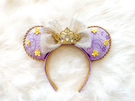 Rapunzel Mickey Ears, Minnie Headband, Tangled Princess, Disney Trip Outfits, Disney Inspiration, Diy Disney Ears, Disney Ears Headband, Disneyland Ears, Diy Mickey Ears