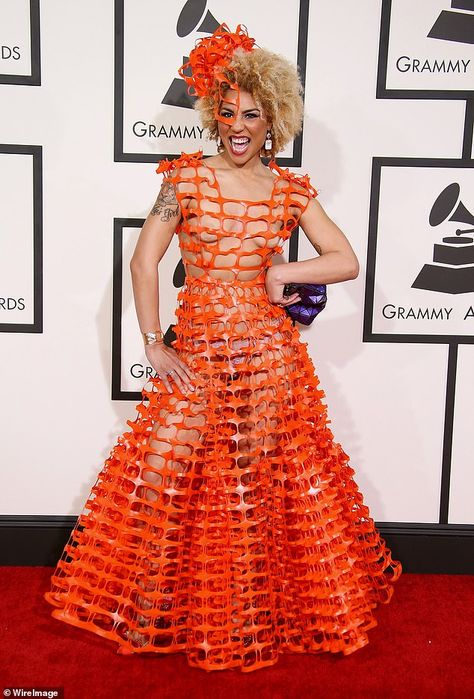 Grammys worst dressed: Red carpet fashion fails from Lady Gaga to Cher | Daily Mail Online Grammys Outfits, White Vest Top, Grammy Dresses, Grammys Red Carpet, Bad Fashion, Fashion Fails, The Grammys, Versace Dress, Fashion Fail