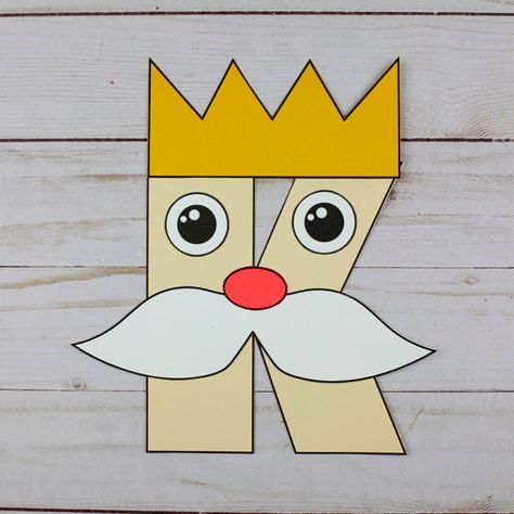 Letter K Craft - K is for King- Uppercase Letter K – Non-Toy Gifts K Is For King Craft, K Letter Craft Preschool, K For King Craft, Key Craft Preschool, K Is For Craft Preschool, Letter K Kindergarten, K Letter Craft, K Letter Activities For Preschoolers, K Preschool Crafts