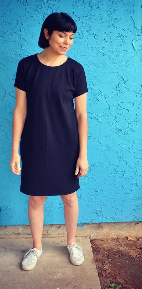 Little Black Dress Pattern Tshirt Dress Pattern, Dress Pattern Free, Simple Dress Pattern, Knit Dress Pattern, Dress Patterns Free, Easy Sewing Patterns, Making Things, Beautiful Knitting, Top Pattern