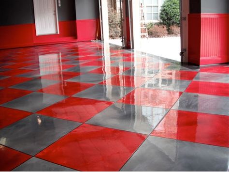 Grey Tile Pattern, Epoxy 3d, Garage Boden, Decoration Beton, Garage Floor Coatings, Garage Floor Epoxy, Cool Garages, Custom Garages, Garage Makeover