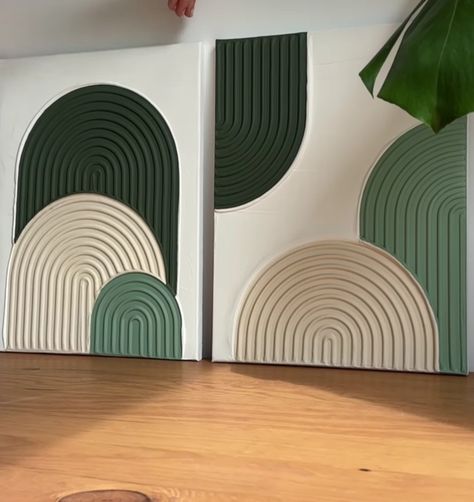 Diy Canvas Art Green, Diy Green Canvas Art, Modern Wall Design Ideas, Diy Canvas Art Easy, Cuadros Diy, Diy Wall Painting, Motif Art Deco, Diy Abstract Canvas Art, Plaster Wall Art