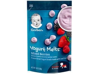 GERBER Premium Cereals & Baby's First Foods | Nestlé Baby & me Singapore Gerber Baby Snacks, Snacks For Baby, Dried Yogurt, Gerber Snacks, Yogurt Melts, Gerber Baby Food, Yogurt Snacks, Fruit Yogurt, Dried Berries