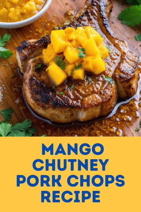 Indulgent Mango Chutney Pork Chops You Must Try Chutney Pork Chops, Curry Pork Chops, Marinated Pork Chops, Pork Chop Recipe, Seared Pork Chops, Apple Pork, Apple Pork Chops, Glazed Pork Chops, Mango Chutney