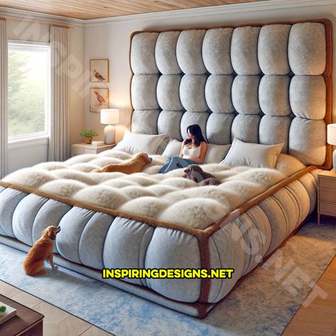 These Giant Dog Beds for Humans Offer a Plush Retreat for You and Your Pooches Creative Dog Bed, Giant Dog Beds, Beautiful Bedroom Furniture, Comfy Beds, Human Dog Bed, Cozy Beds, Big Bed, Beautiful Bedroom Decor, Fluffy Bedding