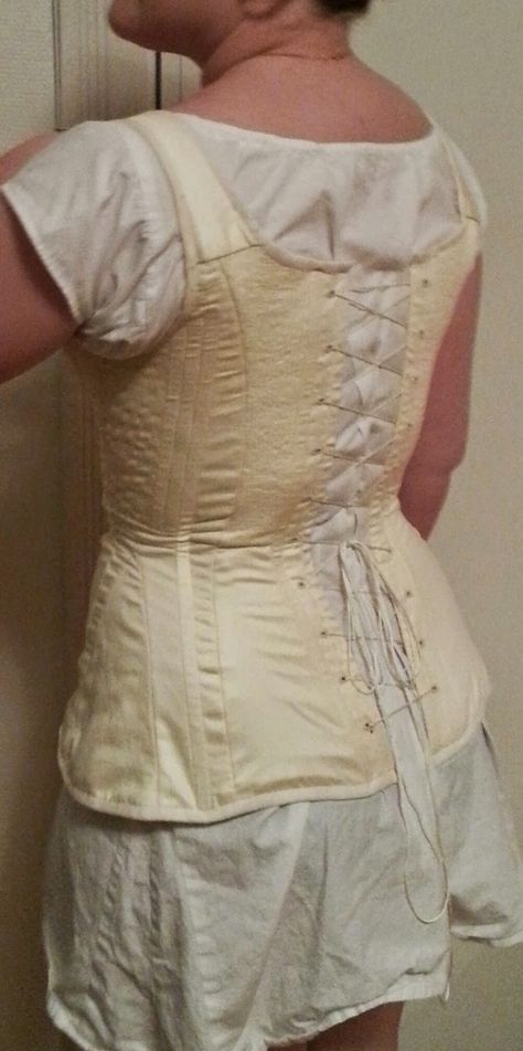 Anno 1776: 1800-1840's stays Jane Austen Costume, Stays Pattern, Corset Stays, 18th Century Stays, Silk Corset, Victorian Corset, Corset Pattern, Corset Lace, Evening Attire