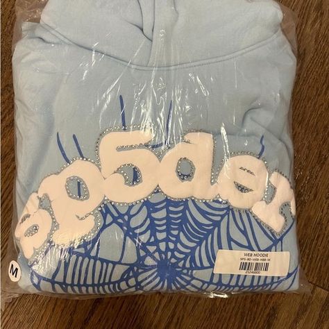 Sp5der hoodie Sky blue. Size Medium. Authentic. Price negotiable Spyder Hoodie, Spider Hoodie, Sp5der Hoodie, Spyder Men, Hoodie Brands, Young Thug, American Eagle Men, Blue Hoodie, Blue Rhinestones