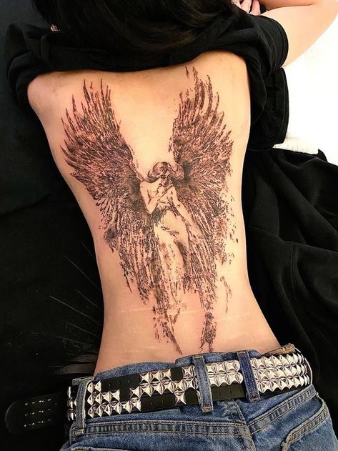 Backpiece Tattoo, Funky Tattoos, Sigil Tattoo, Sick Tattoo, 4 Tattoo, Back Tattoo Women, Angel Tattoo, Dream Tattoos, Elegant Tattoos