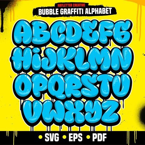 Creative - Modern Font Designs Spongebob Lettering, Bubble Letter Fonts Graffiti, Bubble Letter Graffiti, Drippy Letters, Graffiti Bubble Letters, Font Websites, Graffiti Font Style, Fonts Graffiti, Fonts Bubble