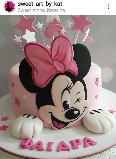 Minnie Mouse Cake Fondant, Birthday Cake Minimouse, Minnie Mouse Tier Cake, Tort Minnie Mouse, Mini Maus Cake, 1 Year Baby Girl Birthday Cake, Minnie Cake Ideas, Minnie Mouse Sheet Cake, Mickey Mouse Torte