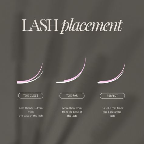 🎯 Nail the Perfect Lash Placement! 🎯 When it comes to lash extensions, placement is everything. Here’s how to ensure your lashes look and feel their best: * Too Close: Less than 0 - 0.1mm from the base can cause irritation and discomfort. * Too Far: More than 1mm from the base affects retention and the natural look. * Perfect: 0.2 - 0.5mm from the base ensures a secure, comfortable, and long-lasting lash. Precision and perfection are key to beautiful, comfortable lashes! At Nessi Lash Studi... Lashes, Lash Extension Placement, Extension Placement, Lash Placement, Lash Studio, Lash Extension, Natural Look, Lash Extensions, Long Lasting