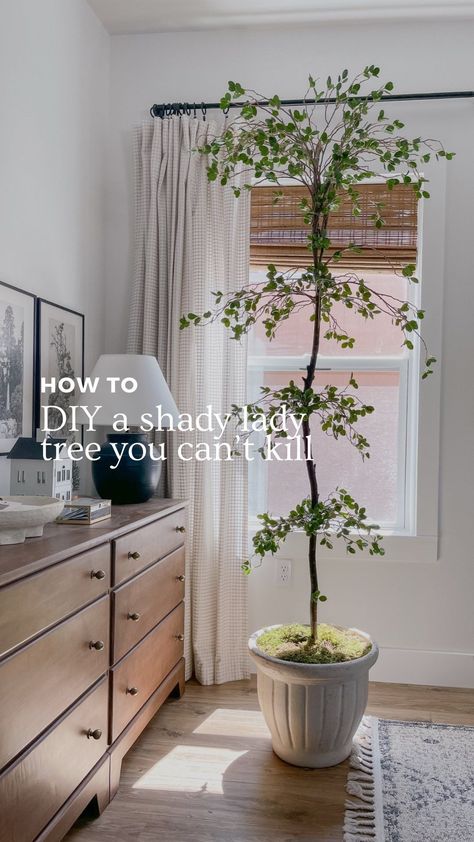 Faux Shady Lady Tree, Shady Lady Tree Indoor, Faux Trees Indoor Living Room, Fake Tree Diy, Diy Faux Tree, Shady Lady Tree, Bedroom Tree, Repurpose Projects, Faux Stems