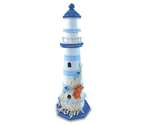 Puzzled Light Blue Stripes Lighthouse with Crab Nautical Decor >>> More info could be found at the image url. Nautical Shelf, Nautical Bathroom Design Ideas, Puzzle Lights, Decor Marin, Lighthouse Decor, Marine Decor, Beach Table, Crab Decor, Beachy Decor