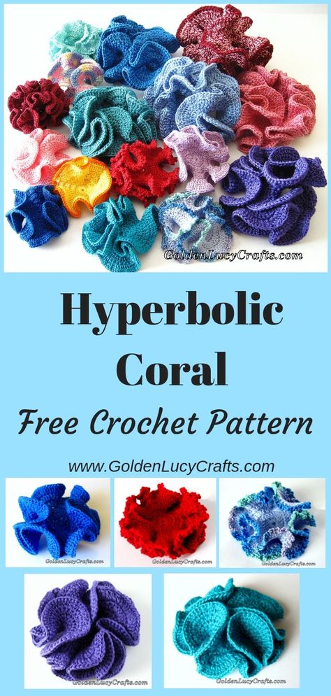 Crochet Hyperbolic Coral, free crochet pattern, crochet coral reef, under the sea, coral crochet pattern, #crochet, #crochetpattern Crochet Hyperbolic, Crochet Coral Reef, Crochet Coral, Reef Pattern, Coral Crochet, Crochet Puff Flower, Crochet Fish, Form Crochet, Sea Coral