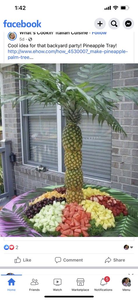 Palm Tree Fruit, Pineapple Palm Tree, Family Magazine, Hawaiian Theme, Fruit Platter, Party Apps, Fruit Tray, Bars Recipes, Appetizer Snacks