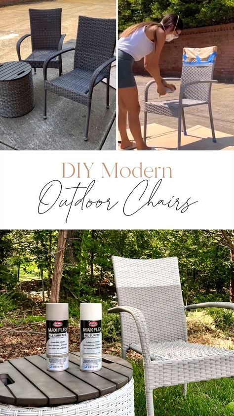 Try this simple cheap DIY furniture chair makeover idea to change up your backyard! Here I share how to Spray Paint Outdoor Modern Woven Chairs. I include the paint I used as well as before and after photos. Find more DIY furniture ideas, DIY Outdoor Projects, and Outdoor Decor and Porch Ideas at https://wildheartshome.com/! Easy Diy Chair, Spray Painting Outdoor Furniture, Painted Chairs Diy, Spray Paint Chairs, Painting Patio Furniture, Woven Chairs, Painted Outdoor Furniture, Best Spray Paint, How To Spray Paint