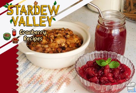 Stardew Recipes, Stardew Valley Food Recipes, Video Game Recipes, Stardew Valley Food, Stardew Valley Recipes, Video Game Food, Fandom Recipes, Cranberry Candy, Fantasy Recipes