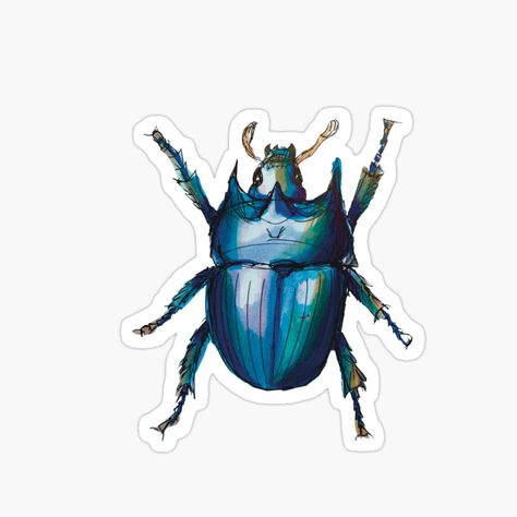 Pc Stickers, Bug Stickers, Scarab Beetle, Copic Marker, Decorate Notebook, Coloring Stickers, Copic Markers, Eye Catching Colors, Fairy Garden