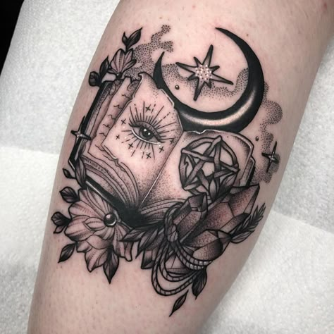 Wicca Tattoo, Wiccan Tattoos, Witchcraft Tattoos, Halloween Tattoos Sleeve, Witchy Tattoos, Pagan Tattoo, Bookish Tattoos, Mystical Tattoos, Witch Tattoo