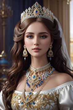 Fantasy Princess, Royal Wedding Dress, Iconic Dresses, Royal Outfits, Princess Aesthetic, Fantasy Dress, Royal Fashion, Character Portraits, Beauty Face