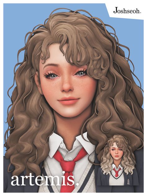 Artemis Hair & Overlay | Patreon Sims 4 Curly Hair, Mods Sims 4, Los Sims 4 Mods, Pelo Sims, The Sims 4 Packs, Sims 4 Cc Folder, Sims 4 Characters, Sims 4 Mm, Sims Four