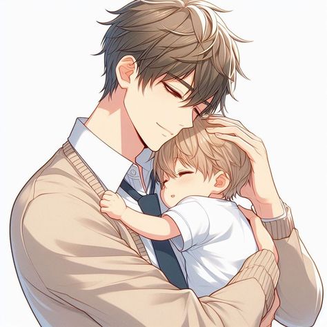 Holding Baby Drawing Reference, Anime Family Portrait, Anime Bebe, Anime Picture Hd, Anime Fanfiction, 얼굴 그리기, Baby Drawing, Cute Asian Guys, Anime Family