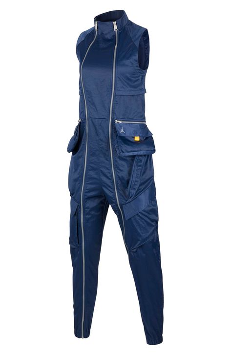 Nike Jordan Sleeveless Nylon Flight Suit available at #Nordstrom 80s Silhouette, Flight Suits, Sci Fi Fashion, Skirt Heels, Nike Slides, Flight Suit, Rocket Girl, Nordstrom Women, Full Body Suit