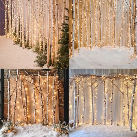 Stunning January Wedding Backdrop Ideas: Create a Winter Wonderland - Yeah Weddings Winter Wedding Head Table Backdrop, Winter Backdrop Diy, Winter Wedding Backdrop Ideas, Winter Wedding Photo Backdrop, Princess Sweet 16 Ideas, Winter Wedding Ceremony Backdrop, Winter Wonderland Backdrop Ideas, Winter Backyard Wedding, Winter Wedding Backdrop