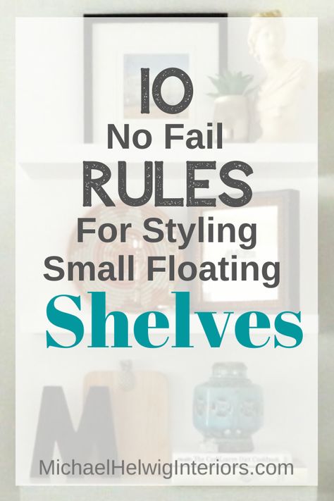 There’s a fine line between styling a small floating shelf and overloading it. The openness doesn’t provide much space to hide stuff. these rules will give you solid parameters to stick to, so you won’t end up with a look that’s too heavy or crowded. Styling A Narrow Shelf, Styling A Floating Shelf, Living Room Wall Decor Floating Shelves, How To Space Floating Shelves On Wall, Style A Floating Shelf, Small Shelf Styling Living Room, How To Place Floating Shelves On Wall, Entryway Floating Shelf Decor, How To Style A Floating Shelf