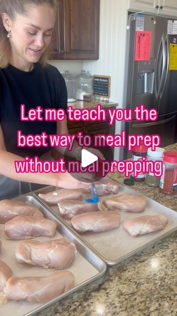 Emilee Roberts on Instagram: "If you need a shortcut to make dinner easier without meal prepping, save this for later! I really don’t meal prep. But I DO meal plan! And that is made 100X easier with @macro.friendly.food in my back pocket always. 

Many of the MFF recipes call for 1lb of cooked diced chicken. Those recipes are even quicker and easier to throw together if you have your chicken prepped and ready. So once a month I cook and freeze my chicken so that all I have to do is pull out a 1lb bag, let it thaw, and throw it in dinner.

1. Preheat your oven to 400° (I use convection to cook even more at once). 
2. Line pans with parchment paper and spray with cooking spray. 
3. Brush chicken breasts with olive oil. 
4. Sprinkle favorite seasons on top. I use salt, pepper, Italian seasoni Freezer Clean Out Meals, Chicken Prep, Freezer To Air Fryer Meals, Slow Cooker Meal Prep Healthy, Meal Prep For Healthy Eating, Chicken Lunch Prep, Meal Prep For Surgery Recovery, Meal Prep For Family Of 4, Chicken Breast Freezer Meals