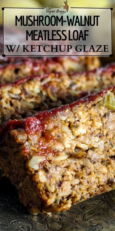 Meatless Loaf, Vegan Meatloaf Recipe, Vegetarian Meatloaf, Vegan Meat Recipe, Vegan Meatloaf, Walnut Recipes, Vegan Lunch Recipes, Vegan Main Dishes, Tasty Vegetarian Recipes