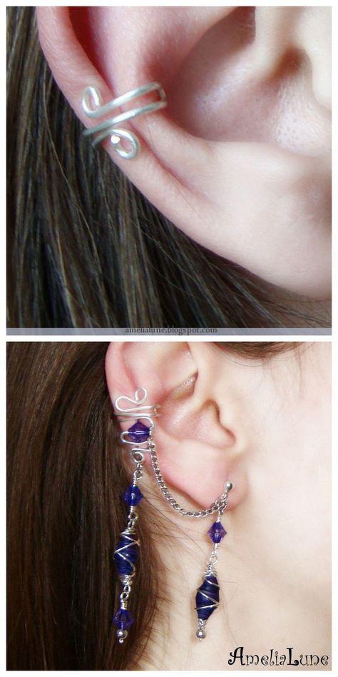 True Blue Me & You: DIYs for Creatives | Ear cuff diy, Ear wrap earrings, Wire earrings handmade How To Make Ear Cuffs, Wire Earrings Tutorial, Ear Cuff Tutorial, Ear Cuff Diy, Earring Cuffs, Ear Wraps, Ear Wrap Earrings, Wire Ear Cuffs, Diy Wire Jewelry Rings